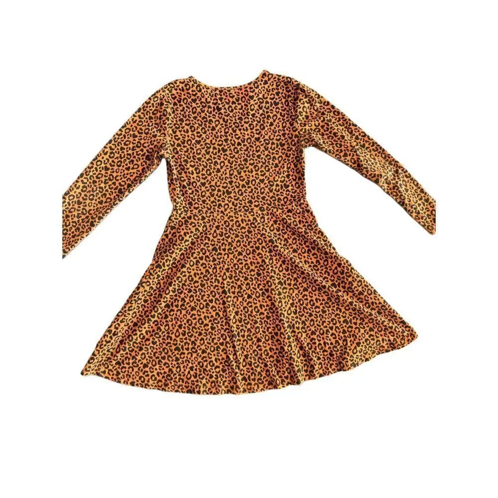 The Children’s Place L 10-12 girls long sleeve cheetah skater dress safari big c